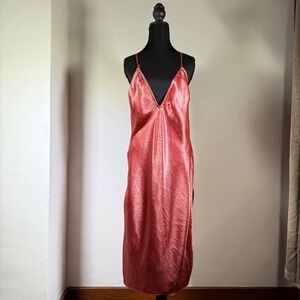 Express Dress Womens 14 Pink Slip Slit Y2K Fairy Beach Night Deep V‎